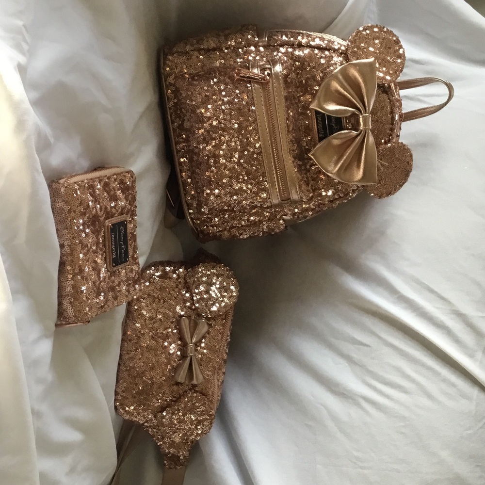 Loungefly Disney Rose Gold Sequin set of three
